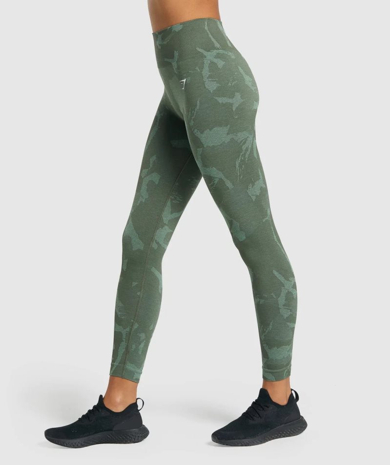 Legginsy Gymshark Adapt Camo Seamless Damskie Zielone | PL 024LKI